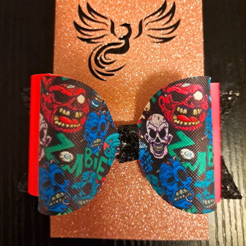 Zombie halloween hair bow (clip)
